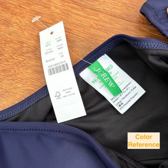 J Crew Cutout One Piece Full Coverage Buttons Swimsuit Womens 20 Navy Blue NEW - Picture 2 of 7